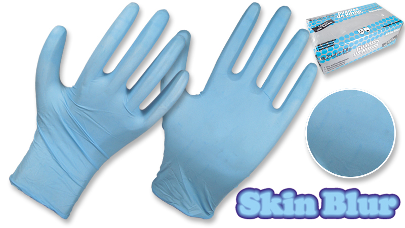 Guantes Nitrilo Azul para Usos Generales (Aprobado por la FDA 21 177-2600) Manejo de Alimentos • Caja dispensador x unidades. • “Skin Blur” - Zubi-Ola - Productos de Seguridad Industrial -