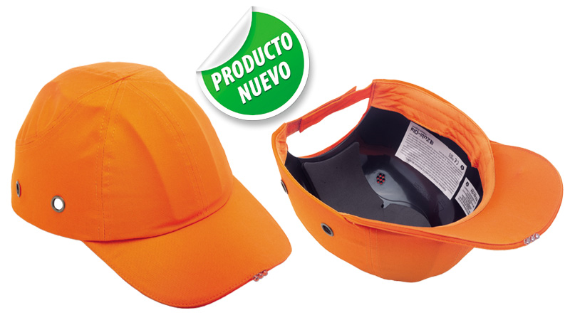 Gorra de Seguridad color naranja con led • Elaborada en ABS